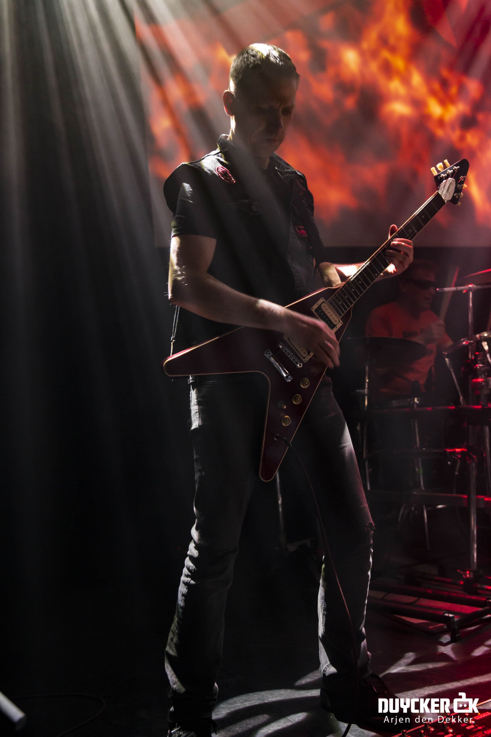 Black Knight guitarist in action - Close-up performance shot